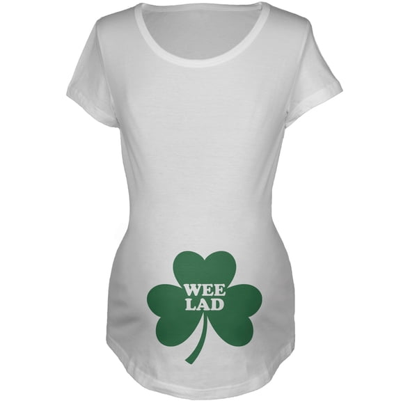 St. Patricks Day - Wee Lad Shamrock White Soft Maternity T-Shirt - Small