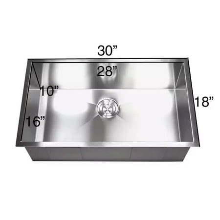 30 Inch Stainless Steel Single Bowl Undermount Kitchen Sink 16g With Dish Rack Lift Out Strainer And Grid