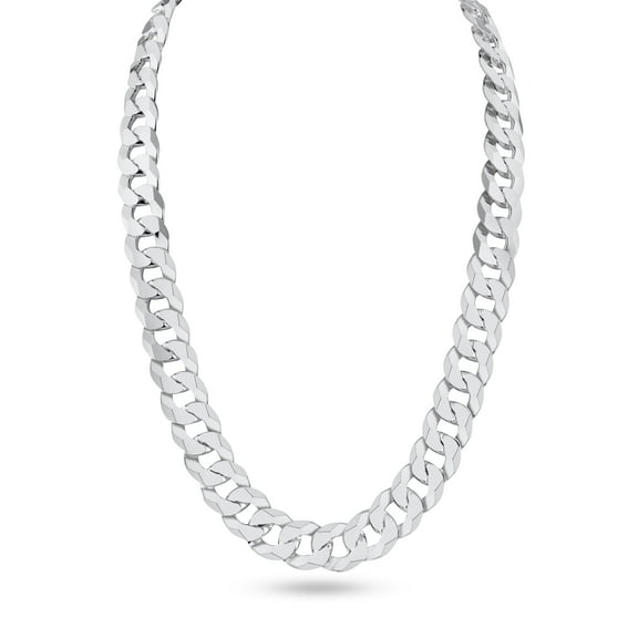 Sterling Silver 925 High Polished Curb 300 Chain 10.7mm Made in Italy 8" Jewelry Female Unisex