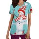 thumbnail image 1 of Camisas Navideñas Para Mujer Moda de Manga Corta Con Cuello en V Tops Uniforme de Trabajo Estampado de Navidad Con Bolsillo Blusa Tops Odeerbi  ODB202665, 1 of 5