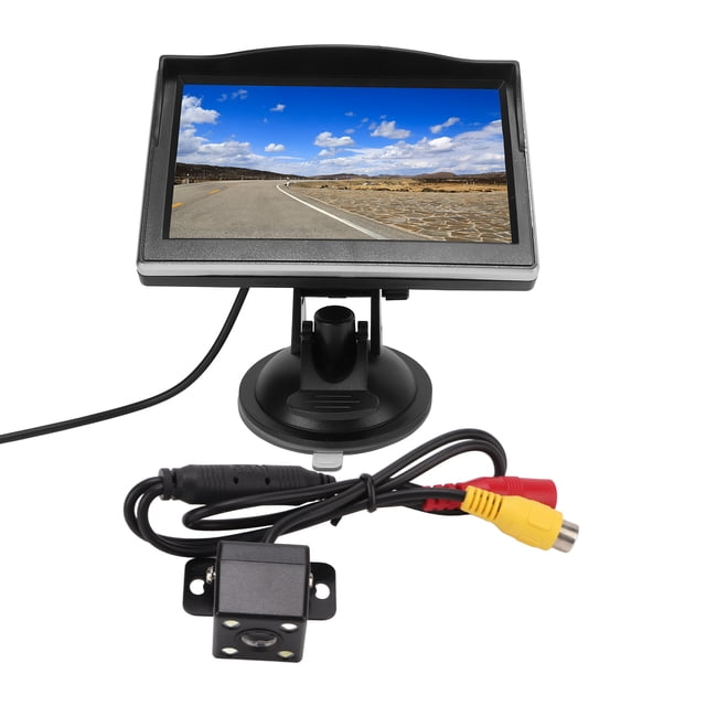 Aramox Rearview Monitor Fit For Vehicle, Backup Camera System Kit 5in Rearview Monitor V1 V2 Video Input High Definition 12-24V