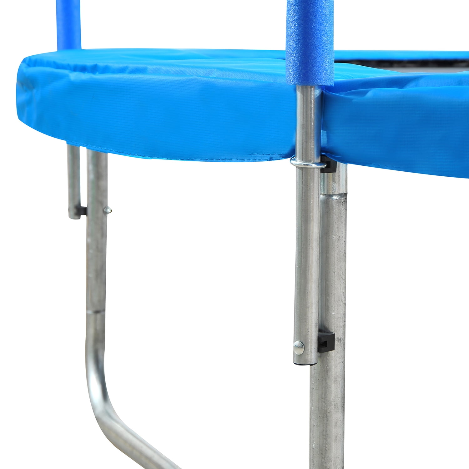 Kadyn Jumping Trampoline, 8FT Toddlers Trampoline with Safety Enclosure Net, Metal Mini Round Small Trampolines with Basketball Hoop and Ladder, Blue Kadyn Jumping Trampoline, 8FT Toddlers Trampoline with Safety Enclosure Net, Metal Mini Round Small Trampolines with Basketball Hoop and Ladder, Blue
