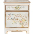 thumbnail image 3 of Oriental Furniture White Lacquer Cabinet with Bird and Flowe Hand-Painted, White, 3 of 7
