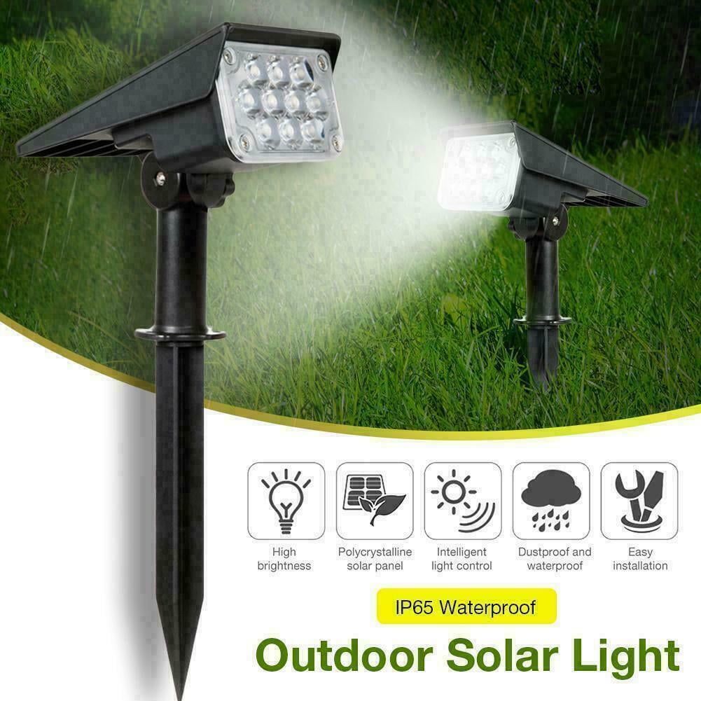 QinAi 20 LEDs Solar Landscape Spotlights Solar Powered Wall Light IP65 Waterproof Outdoor Solar Landscaping Lights for Yard Garden Garage
