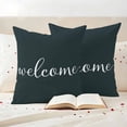 thumbnail image 3 of Welcome Outdoor Waterproof Pillow Covers, Black Vintage Style Simple Farmhouse Wood Grain Decorative Square Throw Pillowcase Sofa Cushion Sham for Patio/Couch/Chair, 20"x20" 2 Pack, 3 of 8
