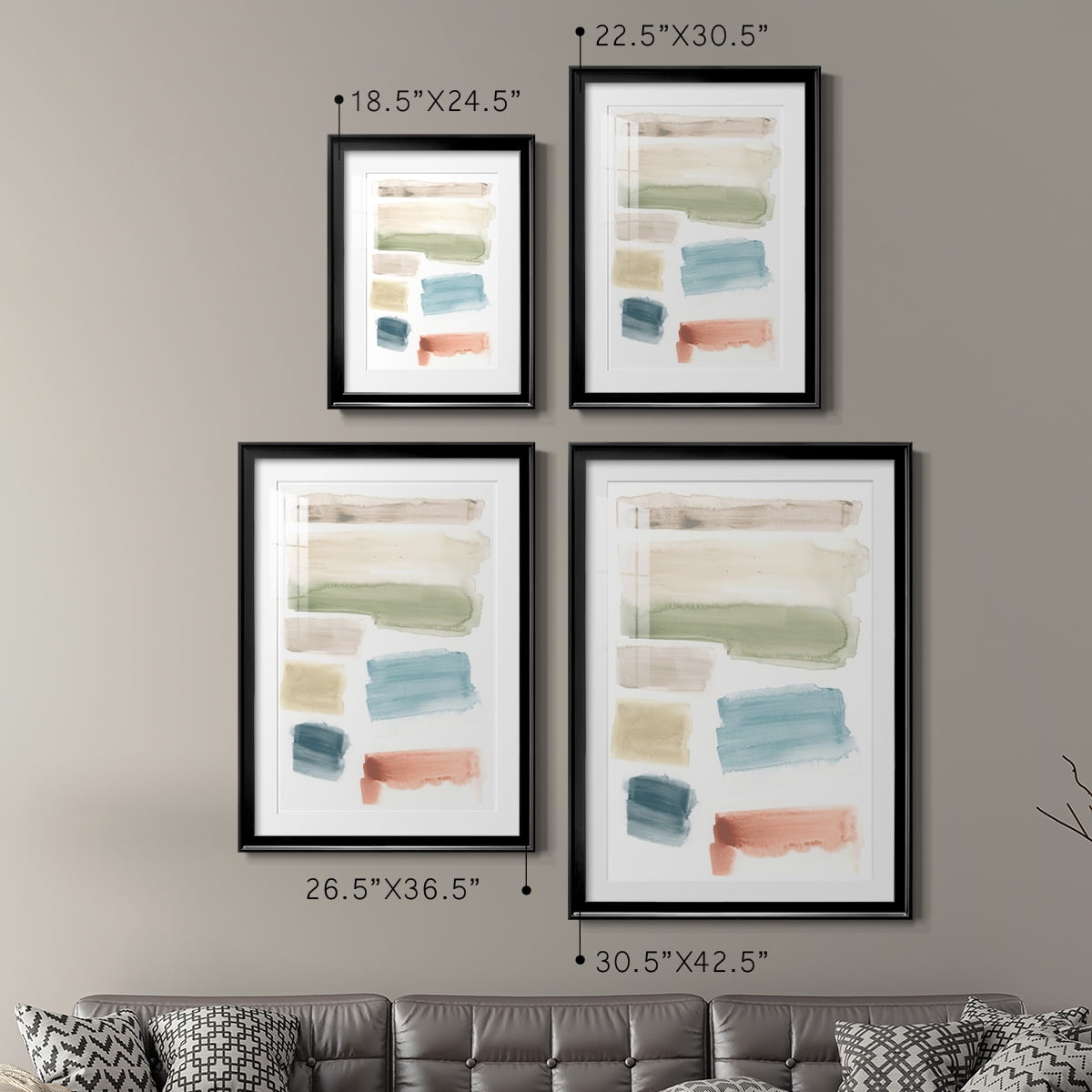 Wexford Home Watercolor Swatches I Premium Framed Print, 18.5" x 24.5" - Ready to Hang, Black (Set of 2)