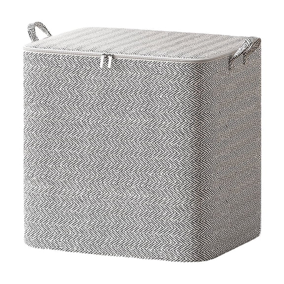 2 Pcs Non-Woven Fabric Storage Box Square Storage Box with Zipper Gray Fishbone Storage Bin with Lid Foldable Clothes Quilt Organizer for Cabinet Bedroom Indoor