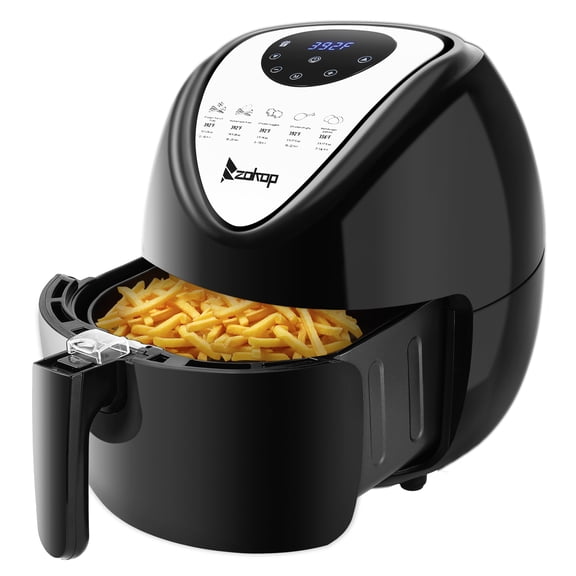 Digital Air Fryer, Power Air Fryer Oven, Electric Fryer w/ 7 Cooking Presets Touchscreen, 0-30 Mins Timer, 5.6QT Detachable Basket, 6.87QT Fryer Pan, Dishwasher Safe, ETL Listed, 1800W, Q4616