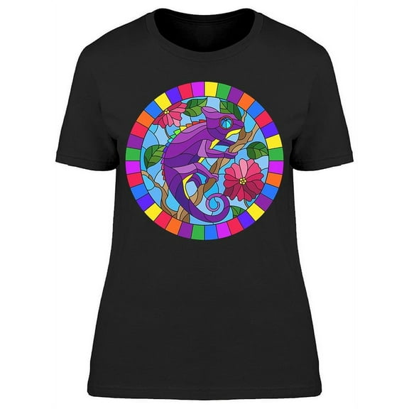 Stained Glass Chameleon T-Shirt Women -Image by Shutterstock, Female Small