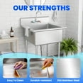 thumbnail image 5 of Commercial Kitchen Sink, Single Bowl Sink Basin with Hot & Cold Water Pipes Include Faucet & legs, Commercial Utility Sink, Heavy Duty Indoor and Outdoor Sink for Home Kitchen, 5 of 8