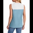 thumbnail image 2 of Camiseta Sin Mangas Informal de Verano con Cuello Redondo y Bloques de Color para Mujer, Azul M, 2 of 8