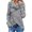 Gray,S,M,L,XL,XXL, variant on Waffle Knit Sweaters for Women Solid Color Loose Turtleneck Sweater Top Button Deco Wrap Front Sweatshirt