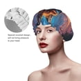 thumbnail image 2 of KLL Starry Sky Meditating Fox Pattern Shower Cap & Bath Cap for Women,Reversible Oversized Waterproof Shower Caps for all Hair Lengths,Elastic Reusable Bathing Hair Cap, 2 of 6