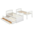 Euroco Twin Over Twin Wood Bunk Bed with Trundle and Drawers, White