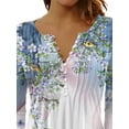 thumbnail image 3 of Gvmfive Women Tops Flared 3/4 Sleeve V Neck Button Down Tunic Tops, 3 of 4