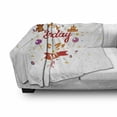 thumbnail image 3 of 1st Birthday Soft Flannel Fleece Throw Blanket, Birthday Party with Cones Teddy Bear Candies and a Cake Print, Cozy Plush for Indoor and Outdoor Use, 60" x 80", Red Marigold and Purple, by Ambesonne, 3 of 6