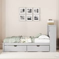 thumbnail image 5 of TICOZE Modern Grey Twin Bed Frame with USB Charging Bookcase Headboard & 2 Storage Drawers - No Box Spring Needed Space-Saving Design, 5 of 11