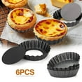 thumbnail image 5 of 6 Pack Tart Tins with Loose Base, 4 inch Removable Bottom Non Stick Round Carbon Steel Black Pans Quiche Set for Cheesecakes Pie Pizza Pan, 5 of 9