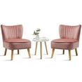 thumbnail image 1 of Gymax Ensemble de 3 Pcs Fauteuil d'Appoint et Table d'Extrémité 2 Pcs Sofa Sans Accoudoirs en Velours et Table Ronde, 1 of 10
