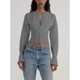 thumbnail image 3 of ZAXARRA Women Knit Cardigan Long Sleeve Button Closure Ribbed Fall Casual Jacket Sweater, 3 of 6