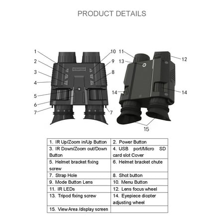 Astez Infrared Night Vision Dual Screen Binoculars with Naked Eye 3D Viewing 300m with Head Mounted Goggles for Military Game Hunting NV8000