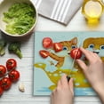 thumbnail image 3 of Animal Cutting Board, Cartoon Style Cat and Dog in Bathtub Together with Bubbles Water Splash, Decorative Tempered Glass Cutting and Serving Board, Large Size, Yellow Brown Blue, by Ambesonne, 3 of 5