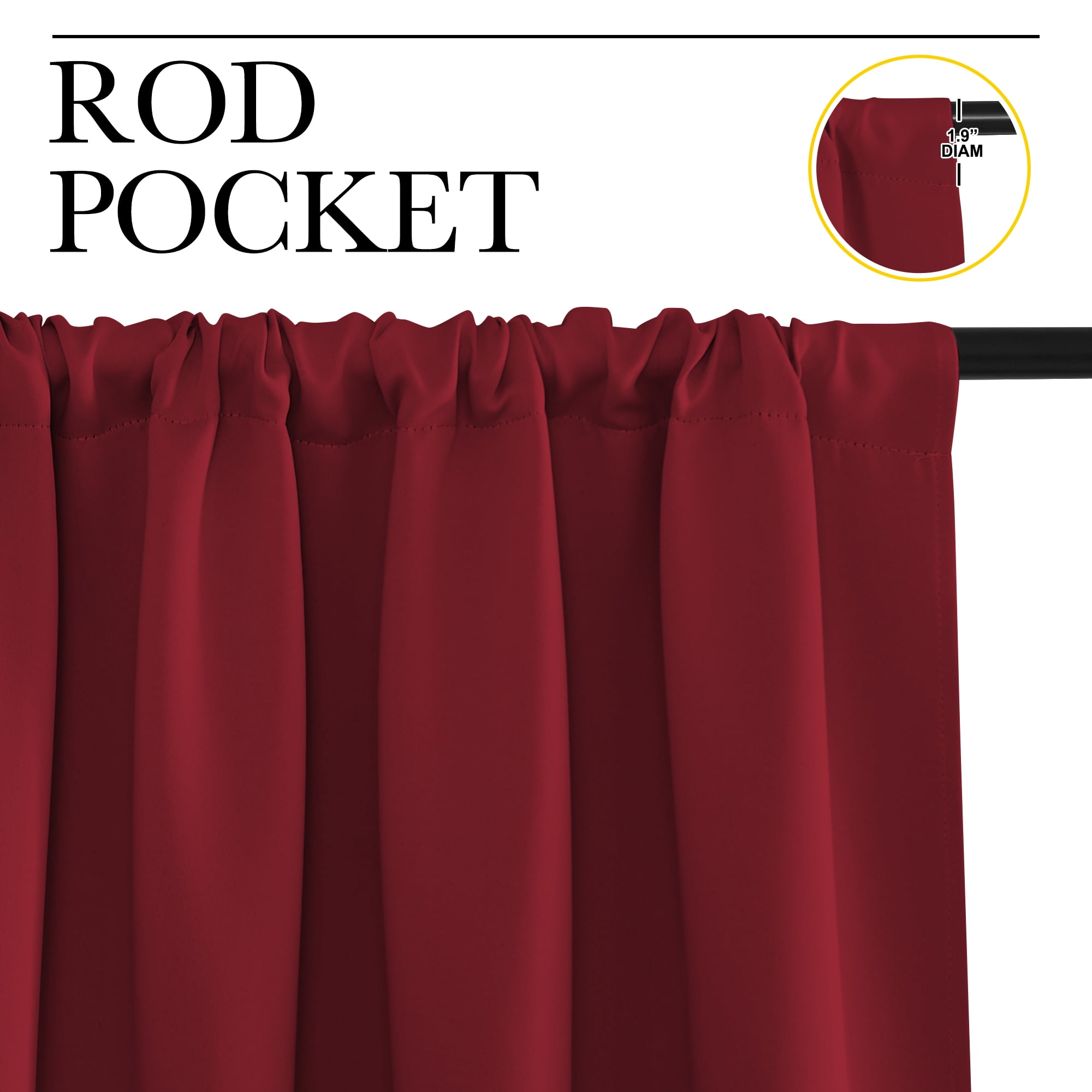 NICETOWN Christmas Red Curtains Blackout 54inch Length 2 Panels set Burgundy Red Rod Pocket Thermal (图2)