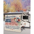 thumbnail image 5 of 4th of July RV Awning Sun Shade Screen 9'X7' 250 Years of Freedom Mesh Sunscreen American Flag Daisy Awning Shade Screen with Zipper UV Blocker Completed Kits Outdoor Canopy for RV Motorhome Camper, 5 of 7