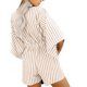 thumbnail image 5 of Puntoco Pantalones cortos de salón para mujer Mono corto informal de manga corta con cintura baja y escote en V a rayas para mujer, 5 of 5
