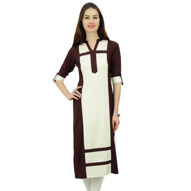 Phagun Kurta Kurti à Manches 3/4 en Rayonne pour Femmes, Tunique Décontractée d'Été