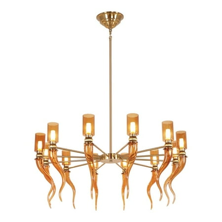 

Contempolights Saint Charles 12-Light Glass & Metal Chandelier in Brass/Orange