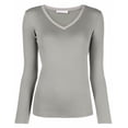 thumbnail image 5 of Fabiana Filippi Womens Ribbed Jersey V-Neck T-Shirt US 4 Grey IT 40 - NWT $495, 5 of 5