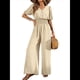 thumbnail image 1 of Mono de Mujer de Corta con Cuello en V, Elegante, Informal, con Pierna y Pantalones. Beige L, 1 of 9