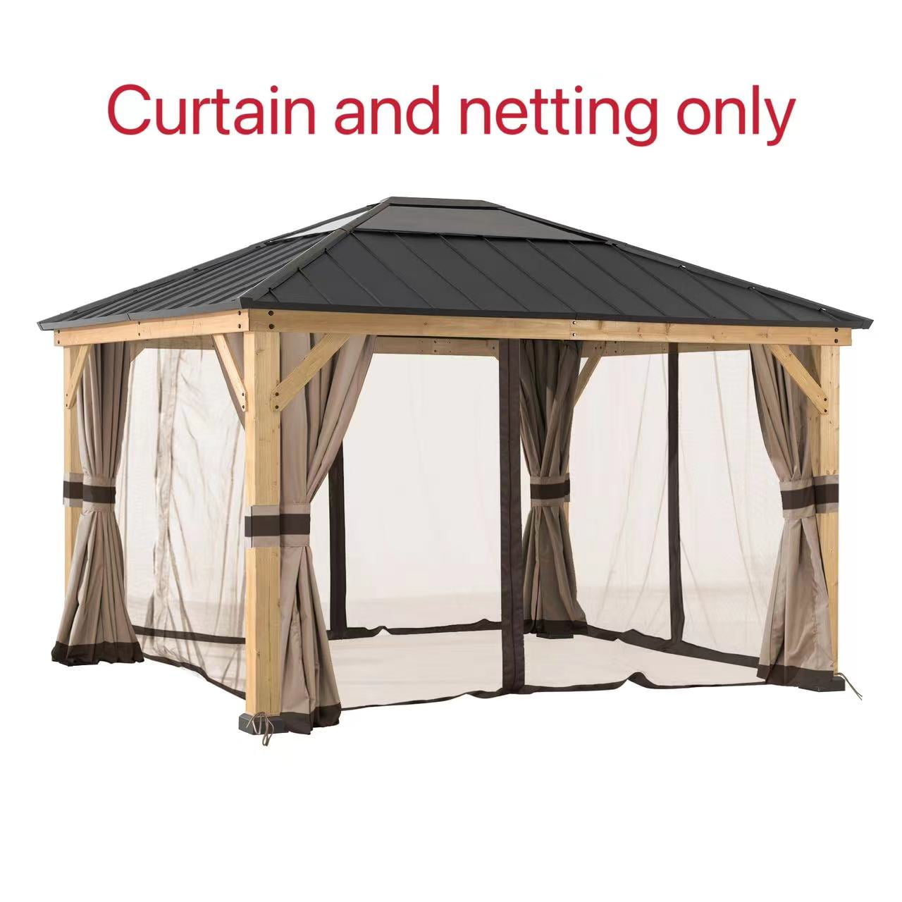 Sunjoy Universal Curtains and Mosquito Netting for 11 ft. × 13 ft. Wood Gazebos