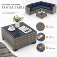 thumbnail image 5 of 7 Pieces Outdoor Funiture Set, Heavy-Duty Metal Frame Patio Funiture Set with Thick Cushions,Rattan Outdoor Couch Sectional Sofa Set with Coffee Table, Brown, 5 of 9