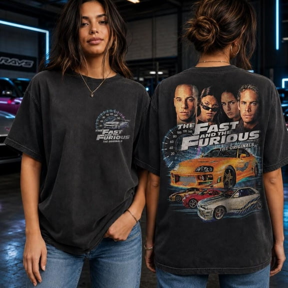 LOVETEE Fast and Furious Shirt, Originals Cast Tee, Movie Car Graphic Tee, Gift for Fan, Unisex Cotton Top, Retro Movie Car Top, gift lover, Black S