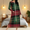 thumbnail image 4 of Women Zipper Robe Xmas Plaid Housecoat Long Sleeves Pajama Dress Full Length Pajama Pockets Sleepwear Comfortable Nightgown Long Bathrobe for Spa, 4 of 9