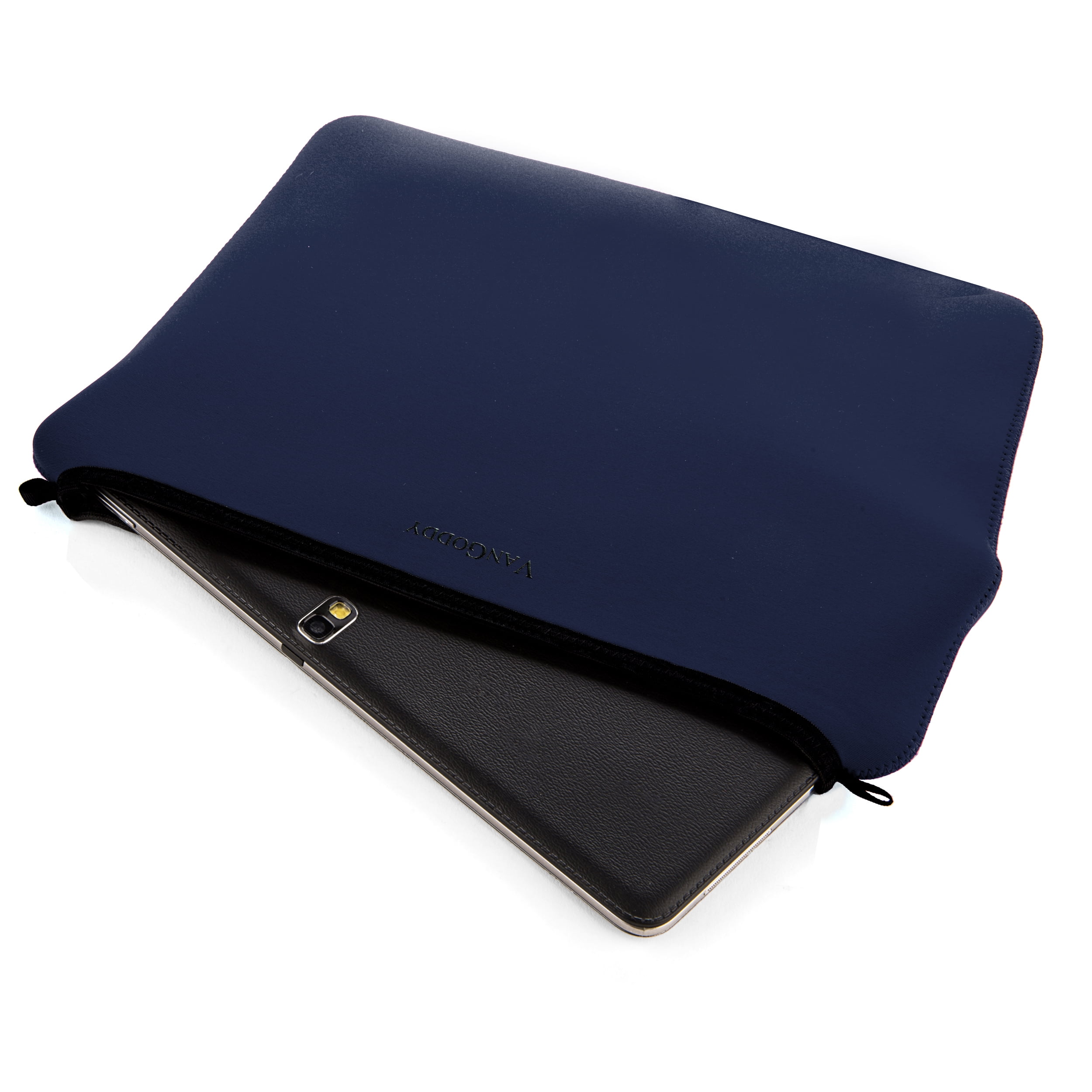 Multi-Compartment Premium Nylon Backpack With Adjustable Padded Straps, Zippered Pockets And Universal Neoprene Smart Sleeve for 15 Inch Laptops / Tablets Bundle (Black)(Navy Blue)