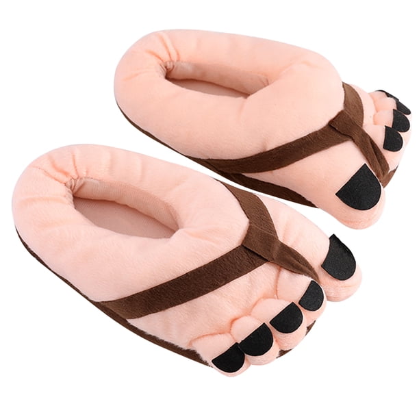 Suaves Y Novedosas Cálidas Invierno Peludas Dibujos Animados Zapatos Divertidos Con Punta Antideslizantes Cómodas para Interior