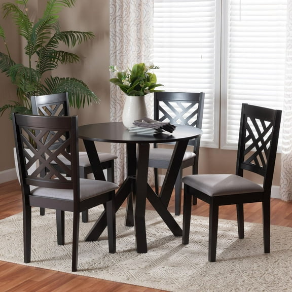 Baxton Studio Elise Modern Dining Set, 5-Piece, Grey
