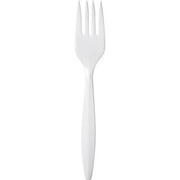 Dixie Plastic Cutlery, Mediumweight Forks, White, 1,000/Carton