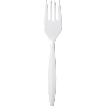 Dixie Plastic Cutlery, Mediumweight Forks, White, 1,000/Carton