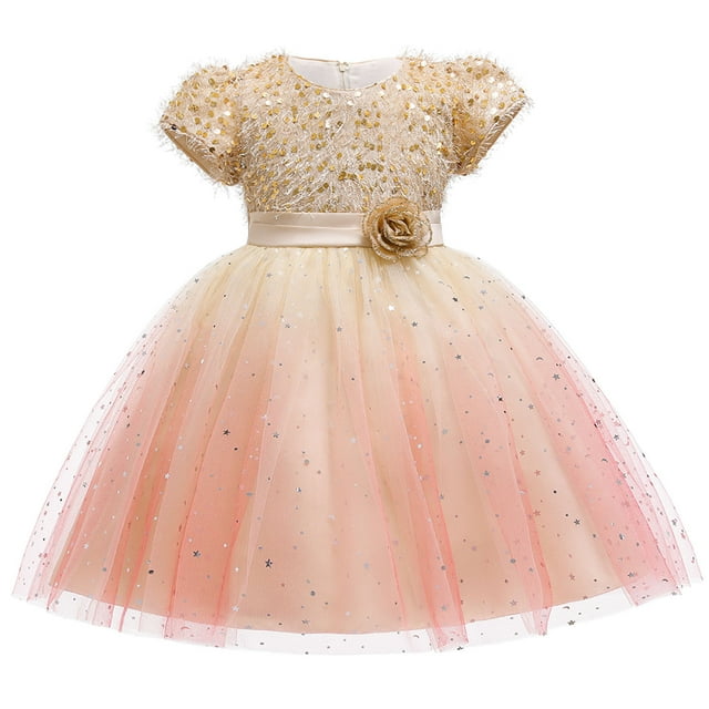LOVZFMLL Robe Mignonne à Manches Courtes pour Tout-Petits Enfants Mode Couleur Unie