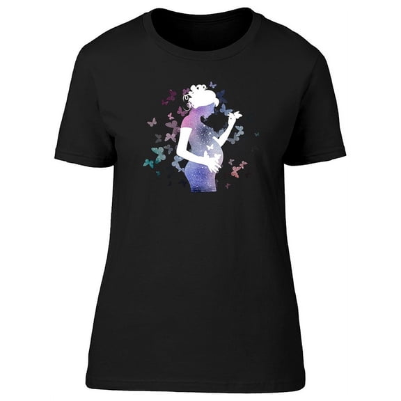 Pregnant Woman Butterflies T-Shirt Women -Image by Shutterstock, Female XX-Large