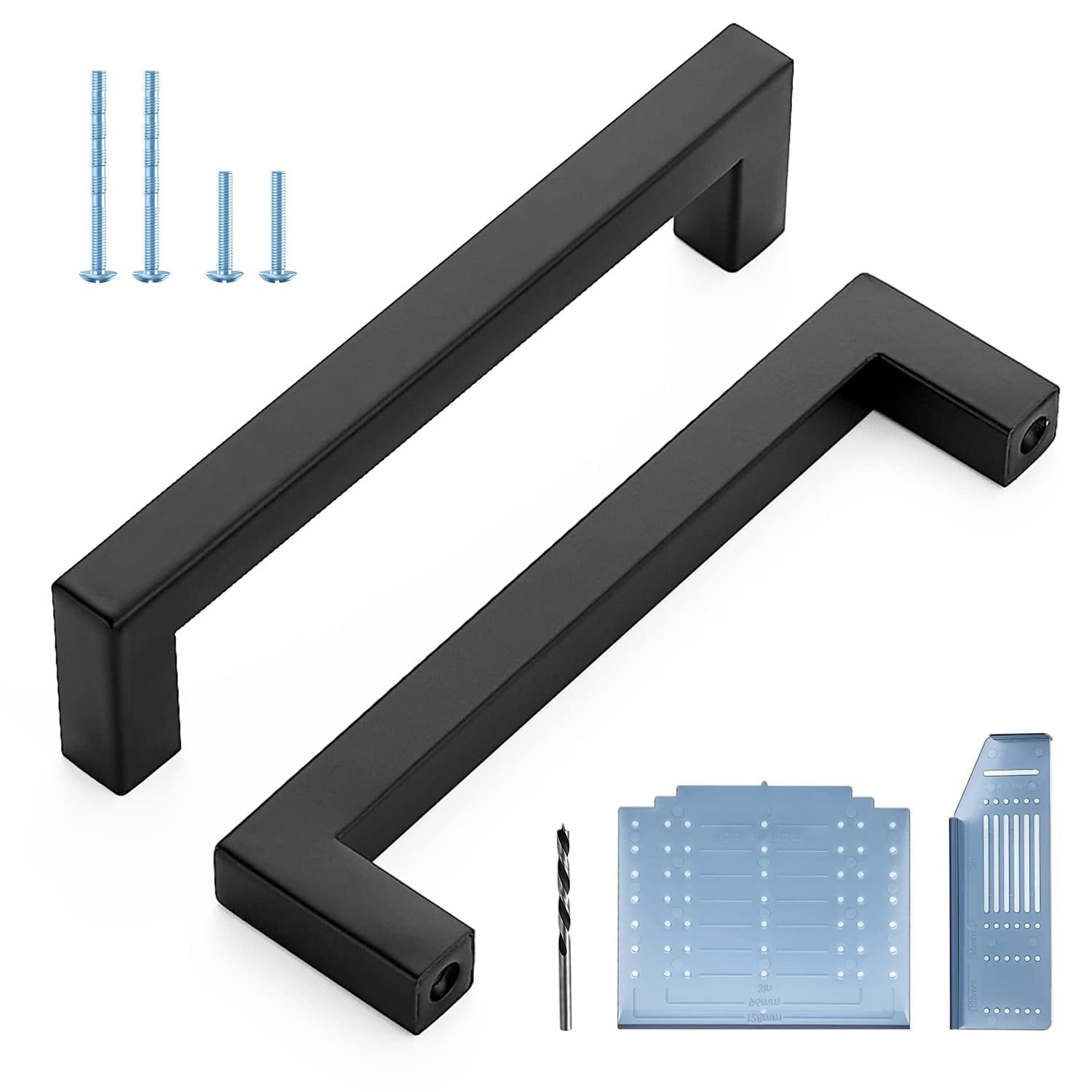 Black Pulls 5 Inch Square Kitchen Handles Modern