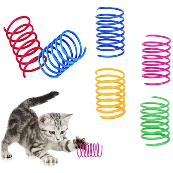 Limei Cat Spiral Spring, 10Pcs Cat Creative Toy to Kill Time and Keep Fit Interactive cat Toy Durable Heavy Plastic Spring Colorful Cat Toy for Swatting, Biting, Hunting Kitten Toys, Random Color