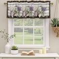 thumbnail image 2 of Spring Floral Curtain Valances for Windows, Kitchen Valance Window Treatments Panel 2 Pack, Pastoral Bottle Flowers Wood Brown Plaid Rod Pocket Short Curtains for Bathroom Bedroom 42 x 12 Inch, 2 of 8