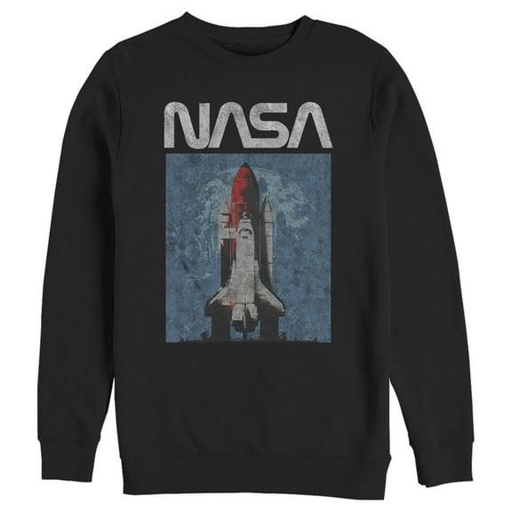 Men's NASA Logo Shuttle Rocket Ship Poster Style  Sweatshirt Black X Large