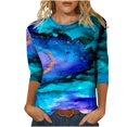 thumbnail image 1 of CHUANK T-Shirts pour Femmes à Manches Trois-Quarts, Coupe Ajustée à Motif Floral, T-Shirts Blancs, Chemises pour Femmes, Manches 3/4 au Coude, Col Rond, Chemises Décontractées pour Femmes, Liquidation, Blouses et Hauts Boho, Vert TG, 1 of 5