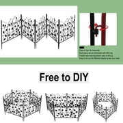 5 Panels Garden Decorative Fence Metal Black Patio Animal Barrier Border Fences, 27.2x26.3inch
